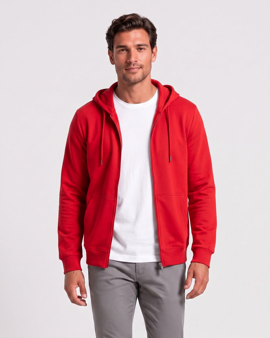 Sweat à capuche zippé, porté