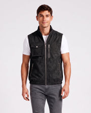 Gilet sans manches zippé effet suède noir — vue de face
