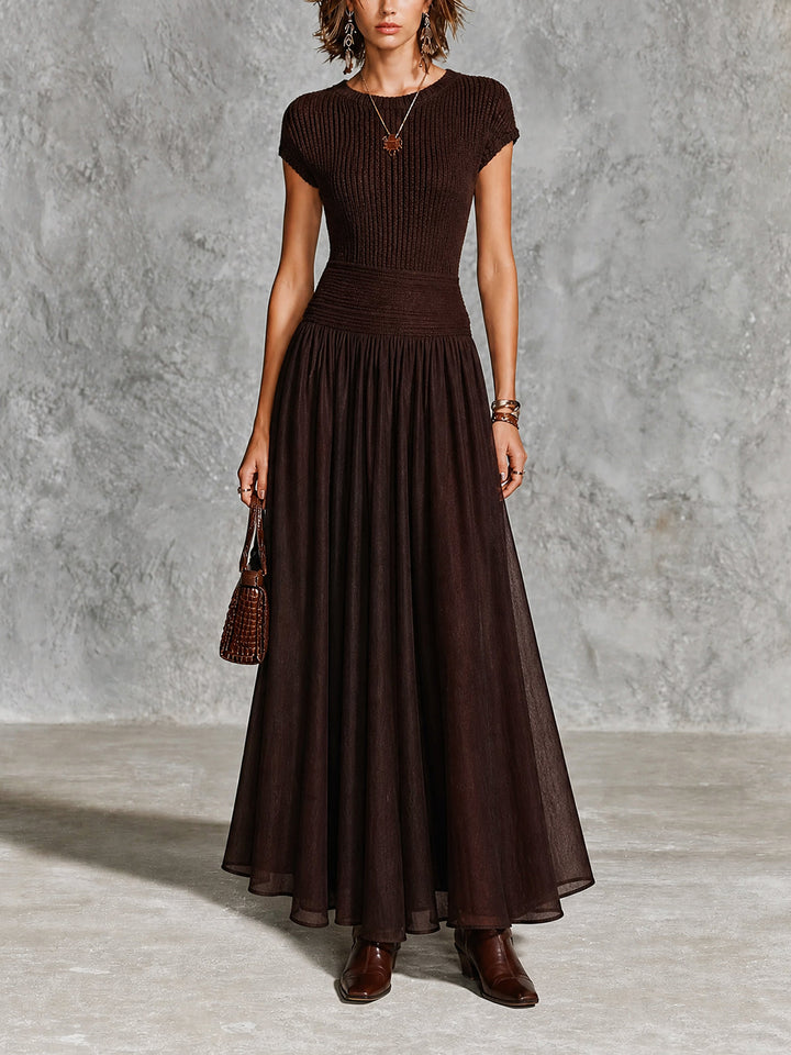 Robe maxi brun foncé, vue de face