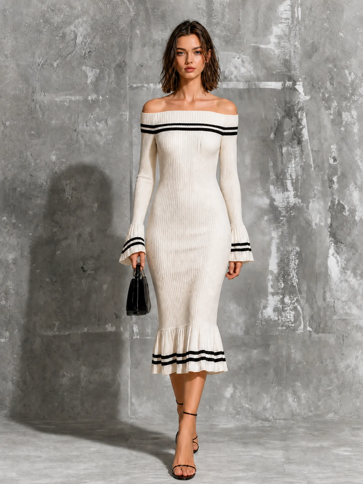 Robe midi blanche, vue d'ensemble de face