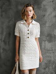 Robe mini blanche ajourée, vue d'ensemble de face