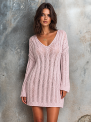 Robe mini rose ajourée, vue d'ensemble de face