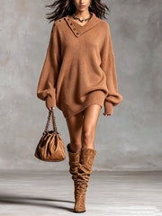 Robe caramel à col boutonné, vue de face