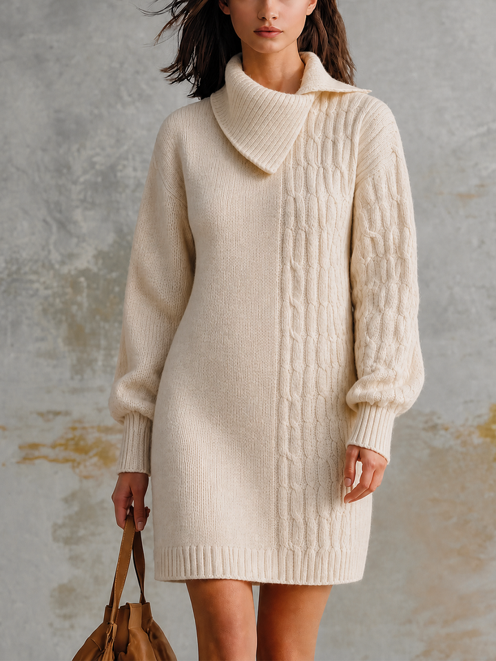 Robe écrue à col croisé, vue de face