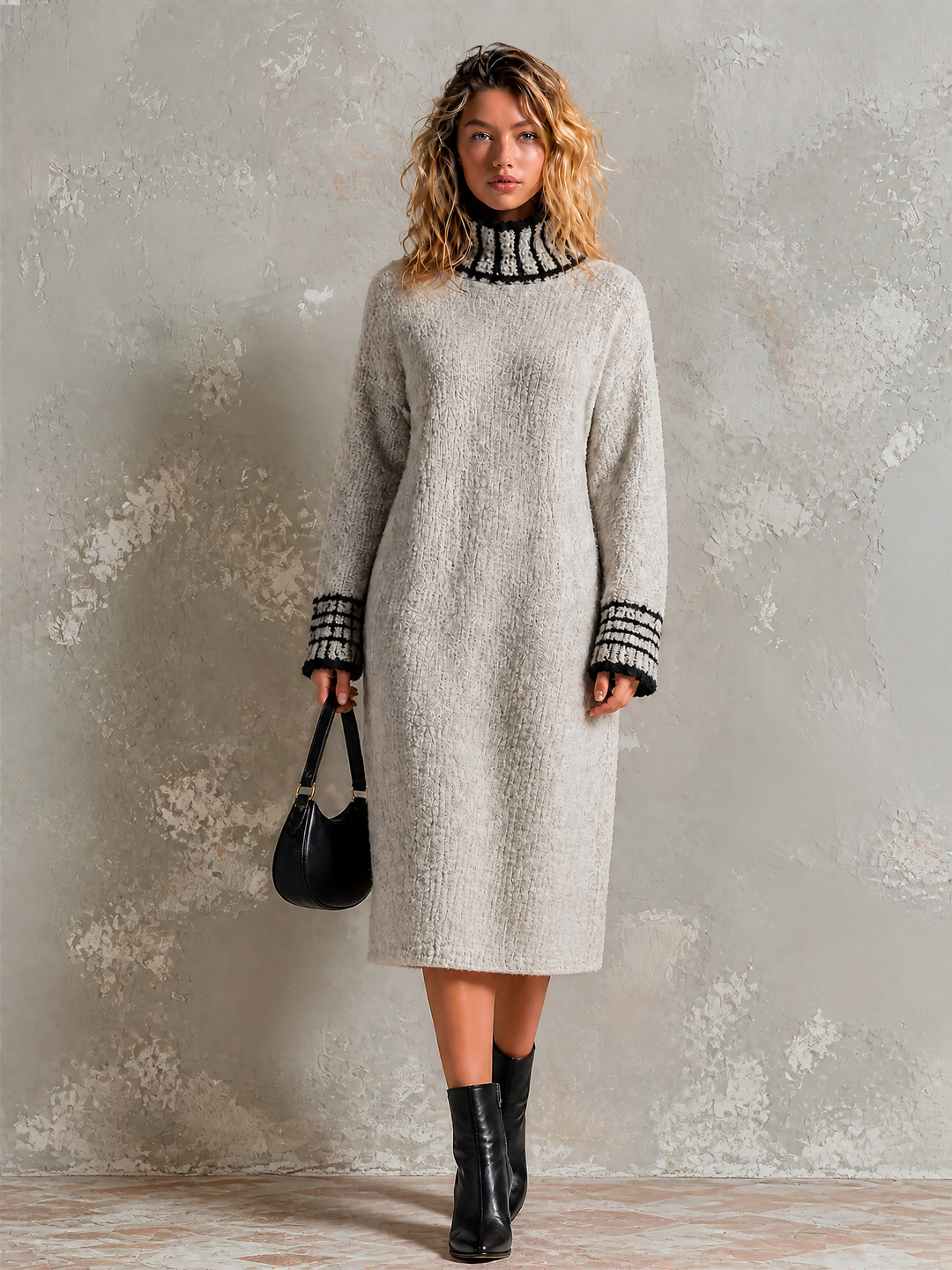 Robe midi gris clair, vue d'ensemble de face