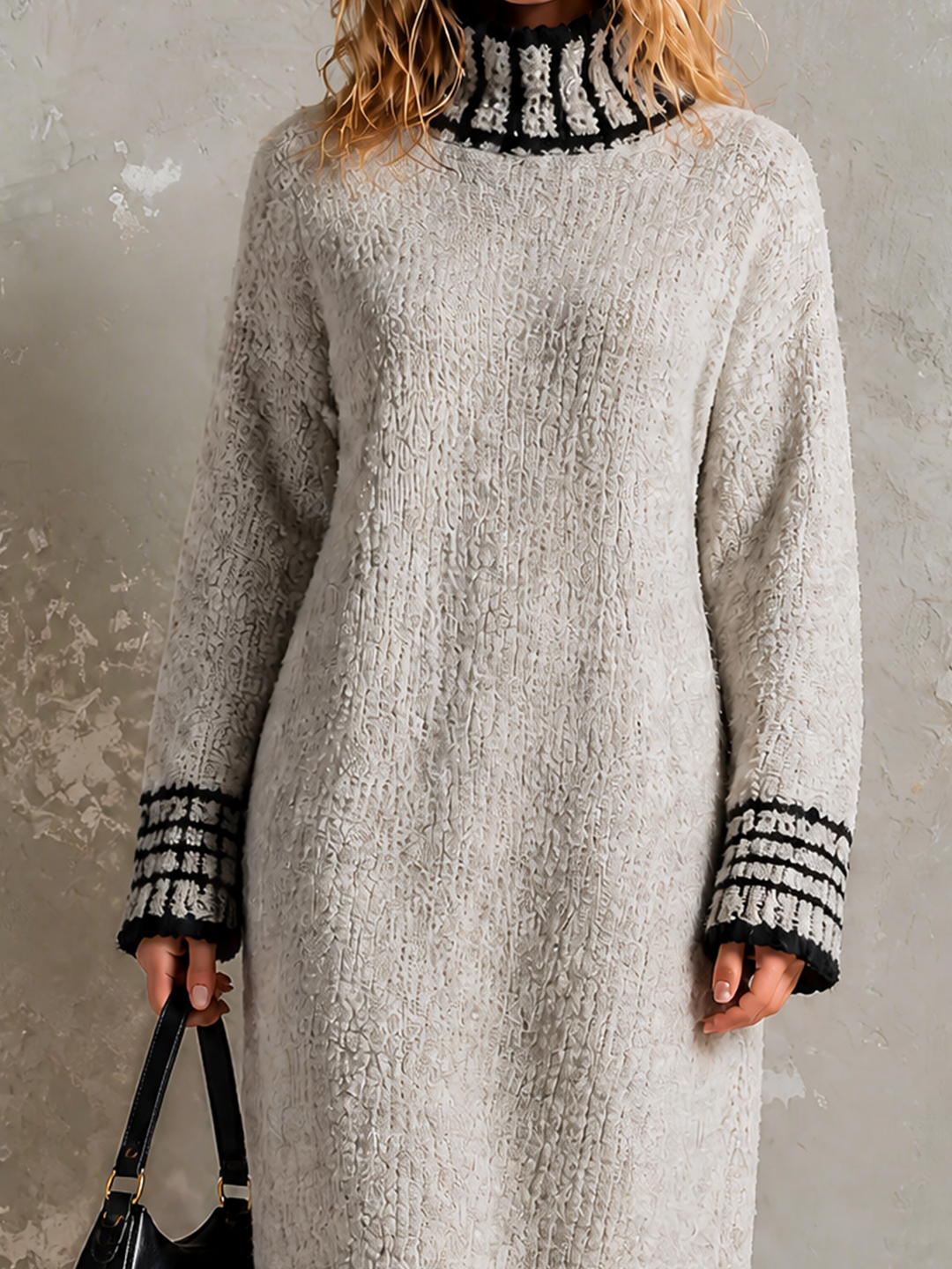 Robe midi gris clair, vue rapprochée de face