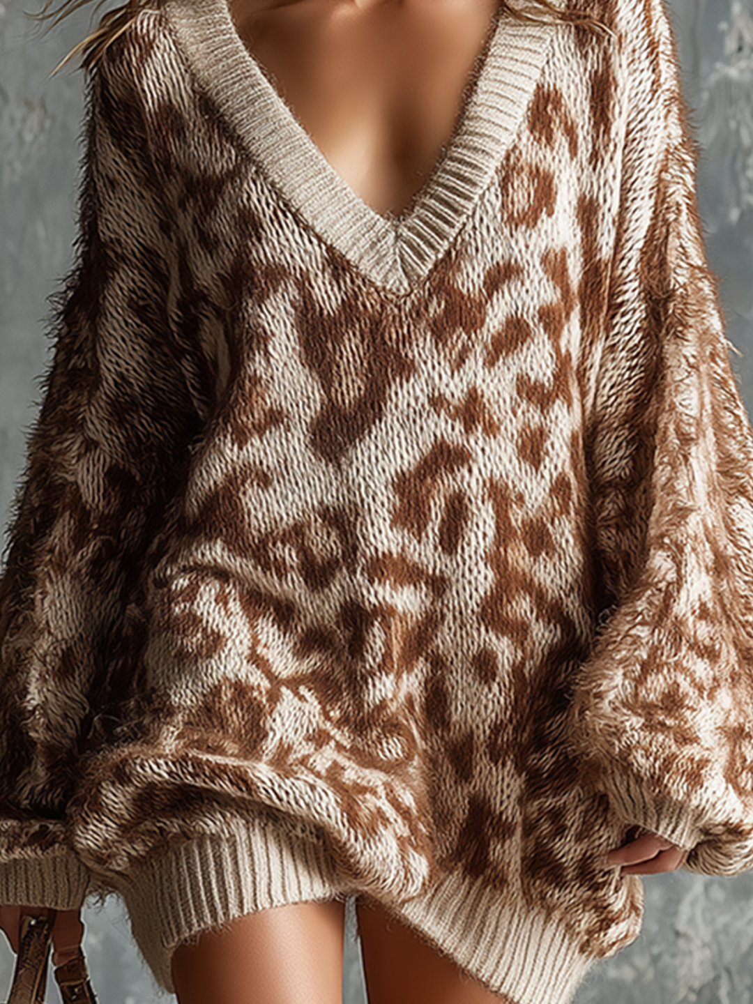 Robe léopard brune et écrue, gros plan du motif