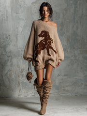 Robe en maille beige, vue d'ensemble de face