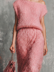 Robe midi vieux rose, gros plan du buste