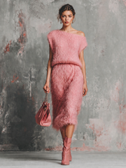 Robe midi vieux rose, vue d'ensemble de face