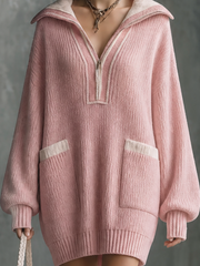 Robe rose à poches contrastées, gros plan des poches
