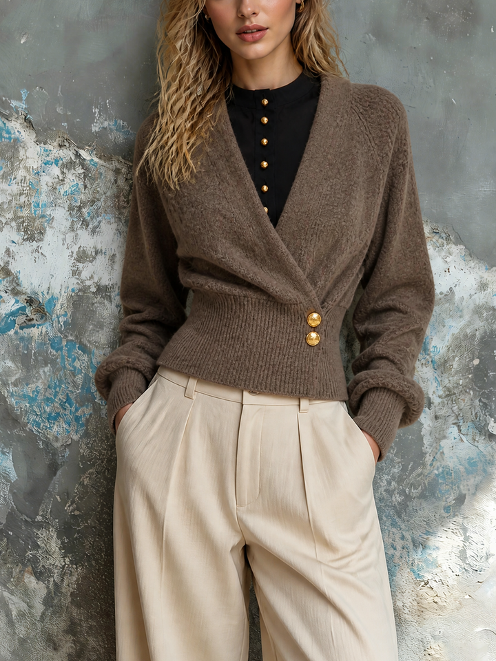 Cardigan à devant croisé et boutons