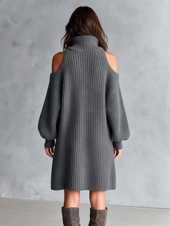 Robe courte grise à col zippé — vue de dos
