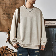 Sweat uni à épaules tombantes beige — vue portée de face