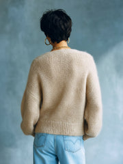 Gilet camel clair col V — vue portée de dos