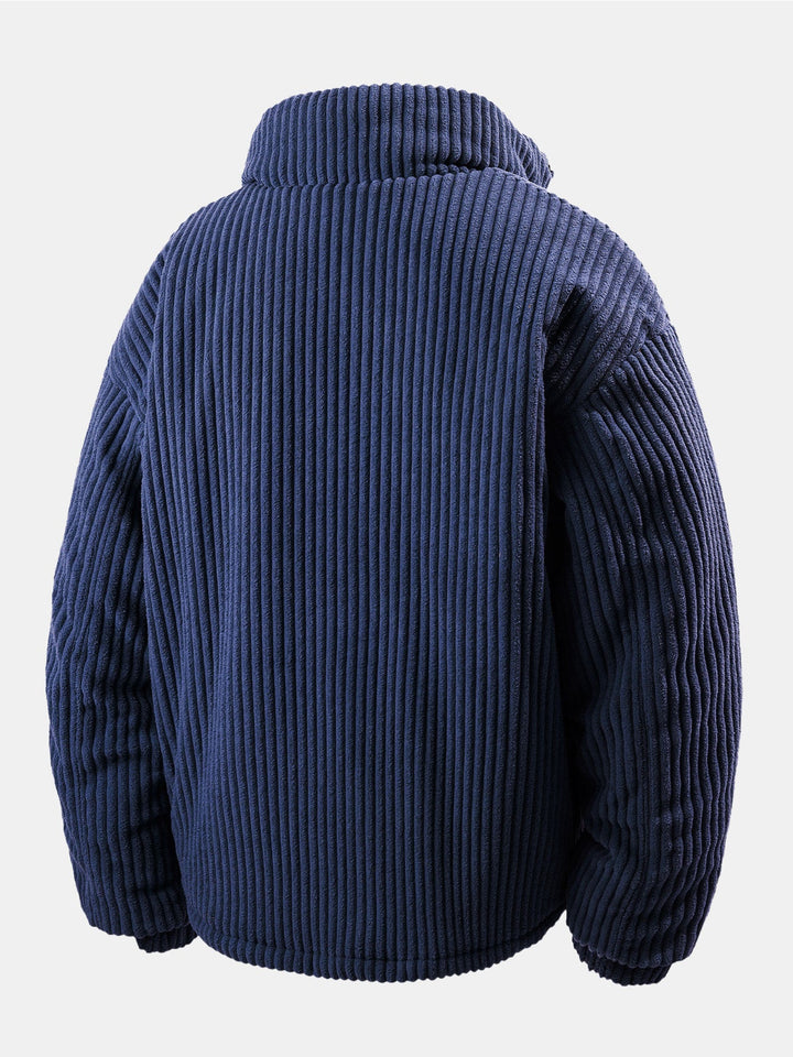 Dos de la veste côtelée bleue