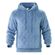 Sweat à capuche aspect duveteux bleu clair — pièce isolée, vue de face