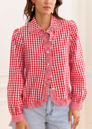 Chemise vichy rouge volantée