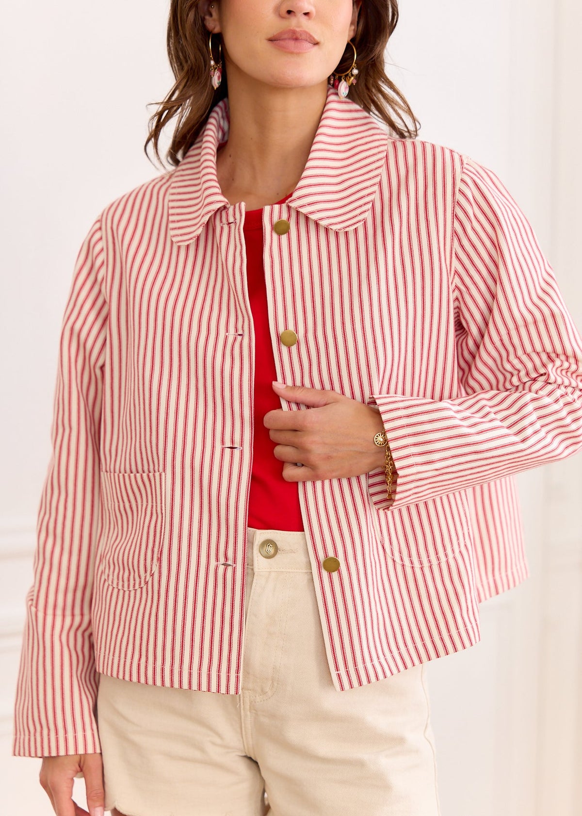 Veste rayée rouge esprit marine