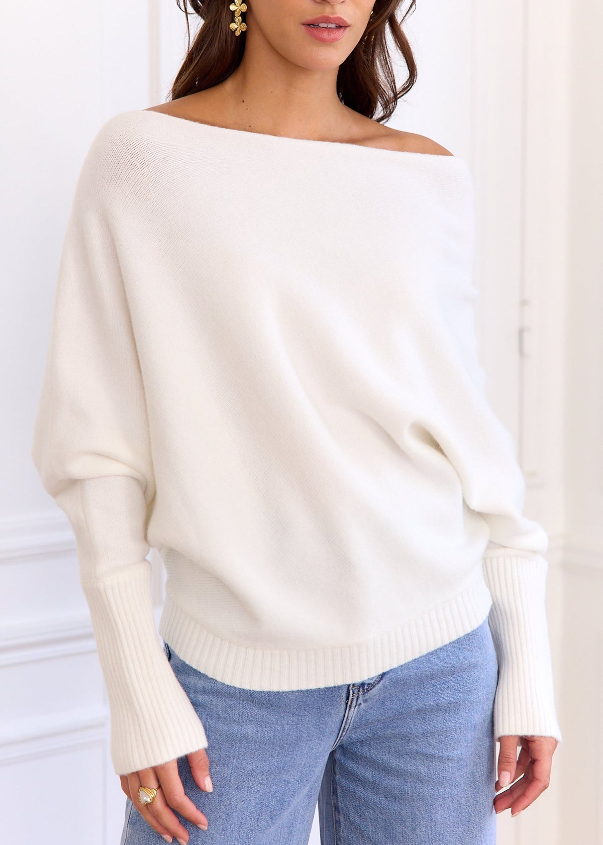 Pull écru Judy — vue portée de face