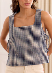 Top vichy marine encolure carrée