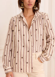 Chemise beige rayée