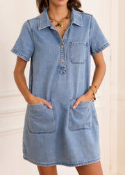 Robe denim multi-poches utilitaire