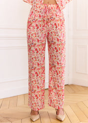 Pantalon fleuri rose viscose