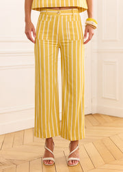 Pantalon jaune rayé 7/8
