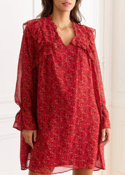 Robe rouge fleurie