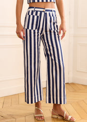Pantalon rayé marine coupe large