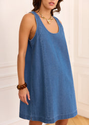 Robe évasée en denim