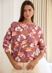 Pull prune à motifs