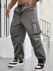 Pantalon cargo zippé gris, vue portée de face