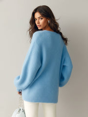 Gilet bleu zippé maille duveteuse — vue portée de dos