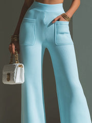 Pantalon large bleu layette côtelé