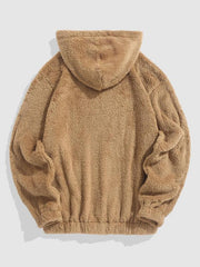 Sweat à capuche motif ourson camel — pièce isolée, vue de dos