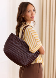 Sac tressé cuir végétal marron