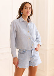 Veste rayée bleu blanc ample marinière