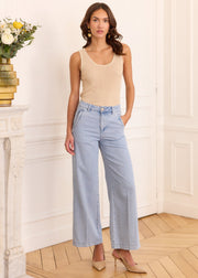 Jean taille haute bleu ciel