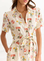 Robe beige fleurie