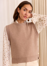 Pull viscose taupe finitions festonnées