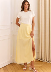 Jupe longue fluide jaune