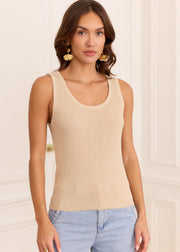 Top maille légère dorée fluide
