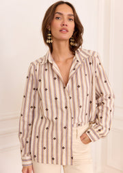 Chemise beige rayée