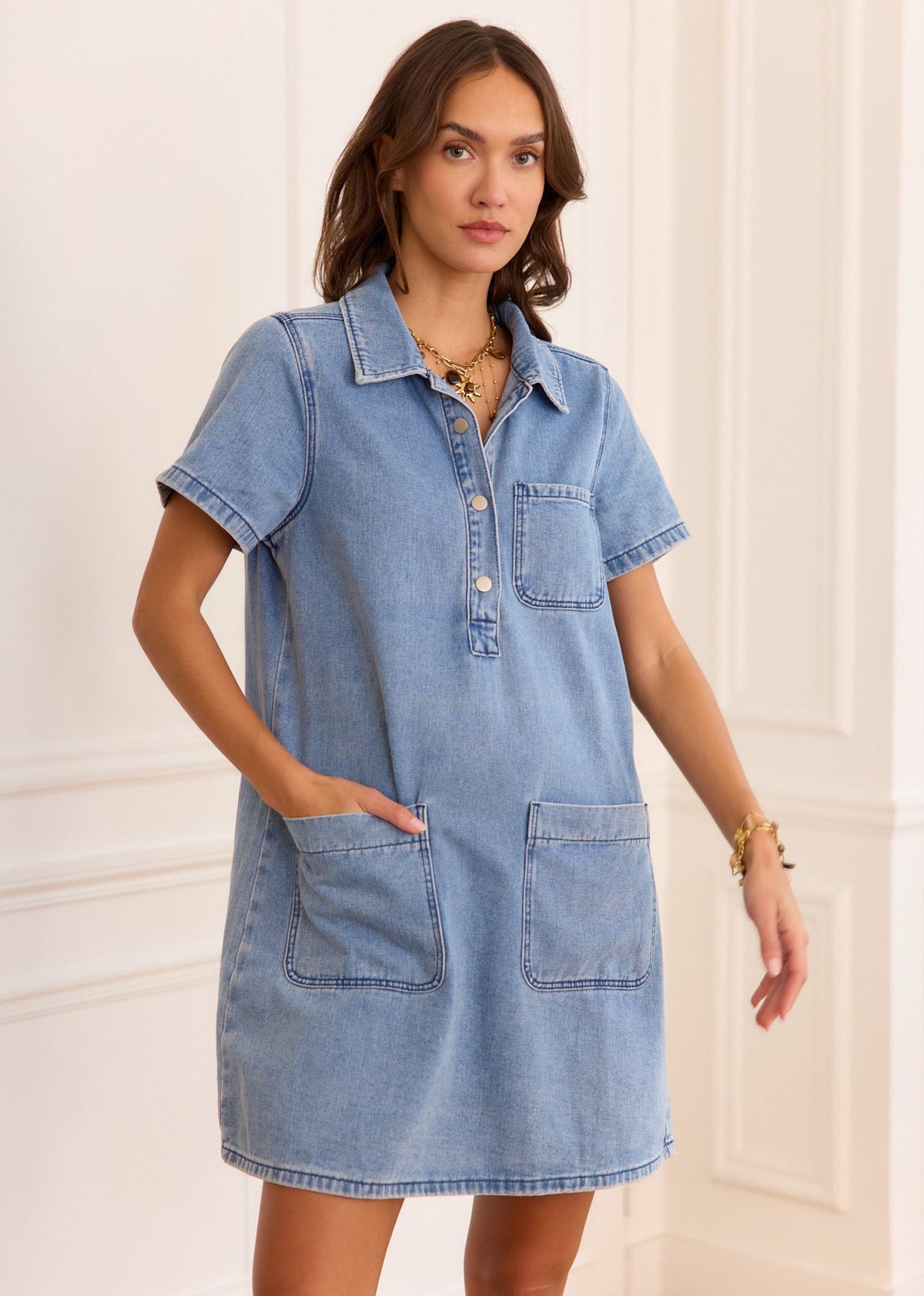 Robe denim multi-poches utilitaire