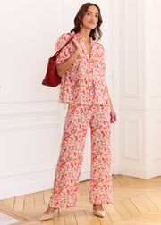 Pantalon fleuri rose viscose