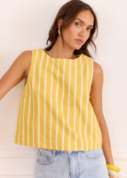 Top jaune rayé larges bretelles