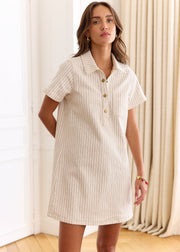 Robe crème rayée noire