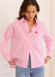 Chemise rayée rose et blanche
